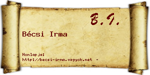 Bécsi Irma névjegykártya